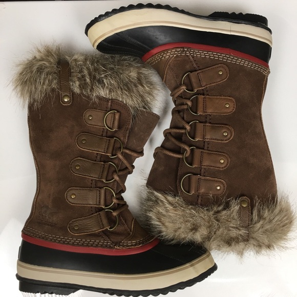 Sorel Joan of Arctic Snow Boots Waterproof Black Leather Women’s Sz 9 Fur Trim - Picture 14 of 15